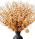 40 Pcs Gold Artificial Eucalyptus Stems,Faux Eucalyptus Leaves Branches
