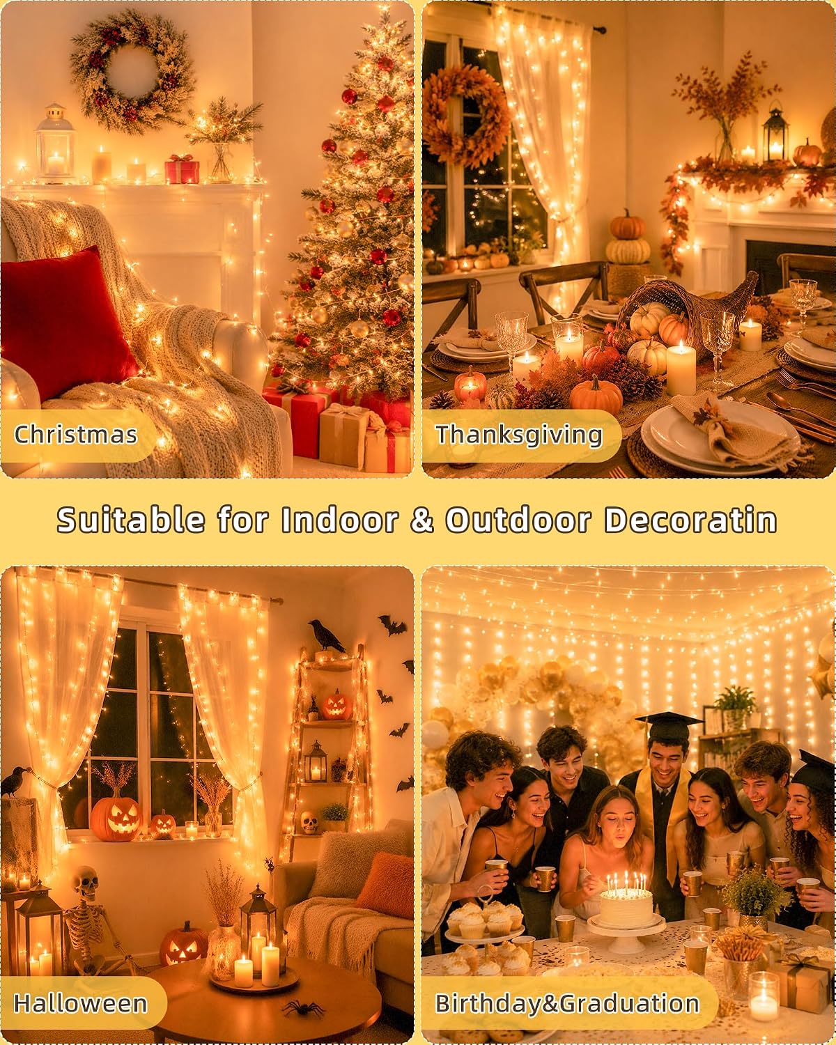 Warm White Christmas String Lights, 33FT 100 LED Fairy Lights Indoor