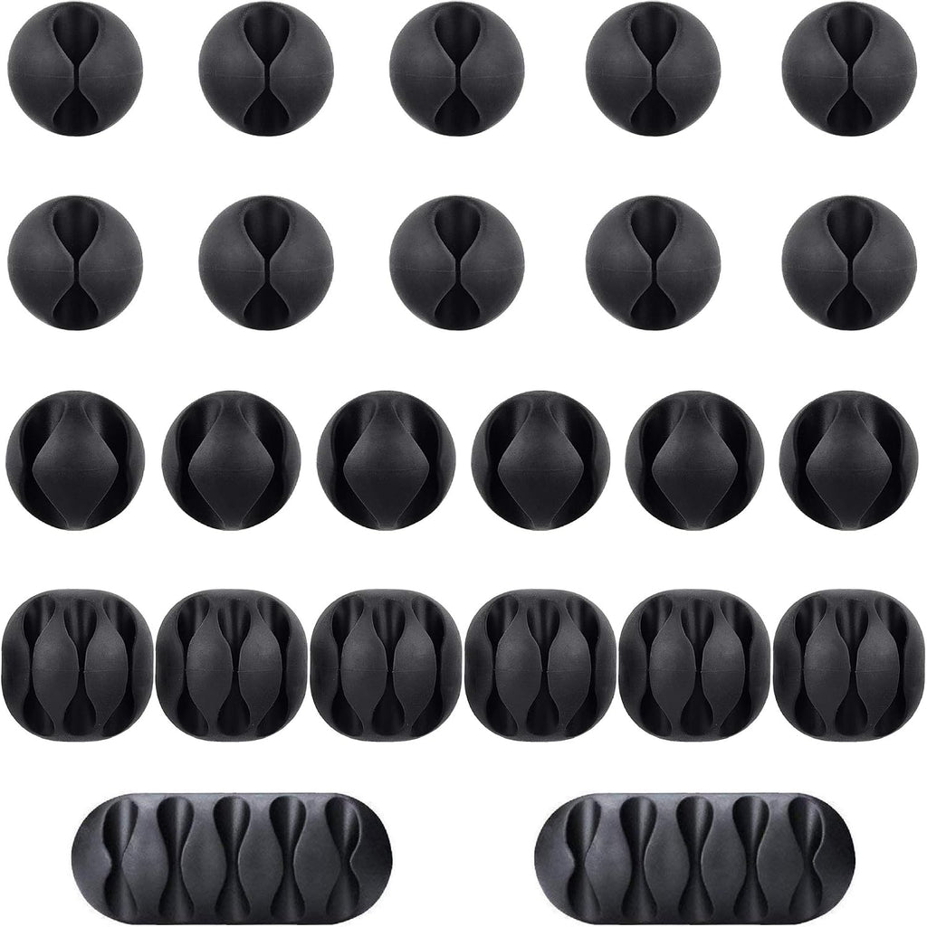 Beadnova Cable Clips Cord Organizer Cable Management Wire Cord Holder 24 Pack Adhesive Cord Holder for Car, Power Cords, Charging Accessory Cables, PC, Office (Black,1 Slots, 2 Slots, 3 Slots,5 Slots)