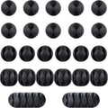 Beadnova Cable Clips Cord Organizer Cable Management Wire Cord Holder 24 Pack Adhesive Cord Holder for Car, Power Cords, Charging Accessory Cables, PC, Office (Black,1 Slots, 2 Slots, 3 Slots,5 Slots)