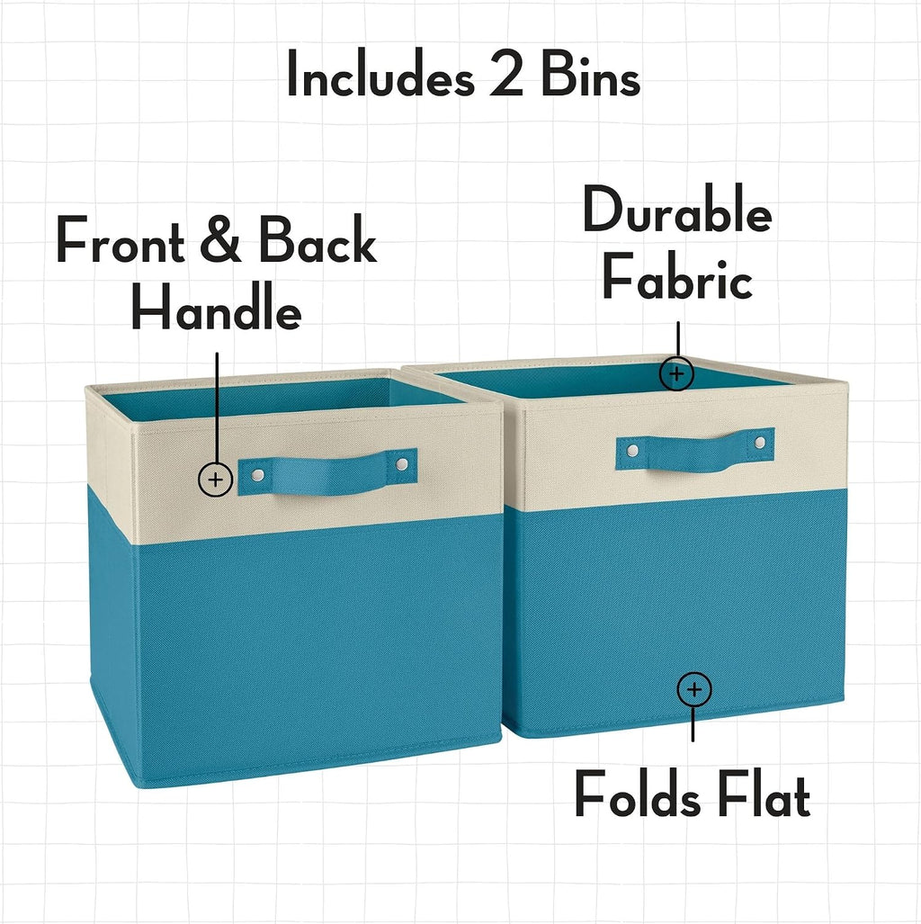 RiverRidge Kids storage bins - 10.5 Cube Storage Organizer with Handles - Turquoise Two-Tone closet organizers and storage for Toys, Shoes & More – Fits RiverRidge Cabinets