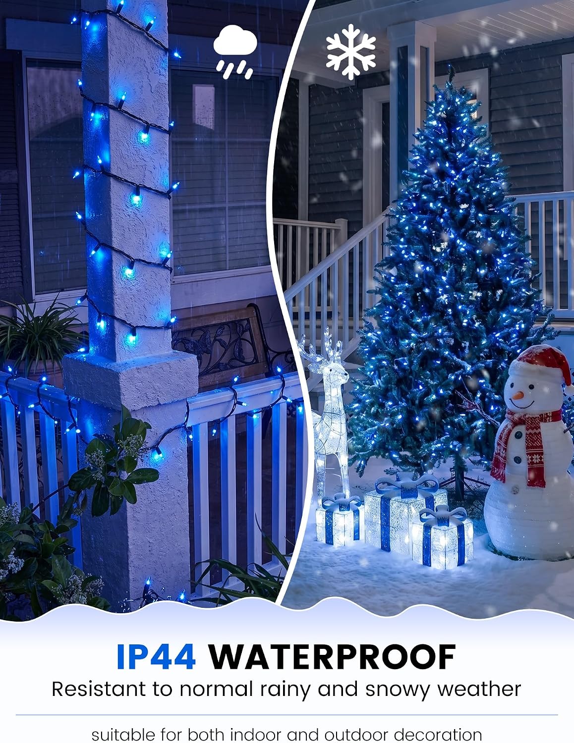Blue Christmas Lights,13FT 50 Count Mini Clear String Lights