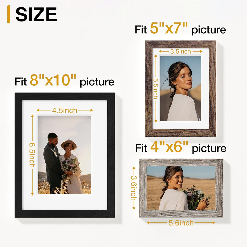 Vittanly 15 Pack Gallery Wall Frame Set, Black, Brown, Dark Grey