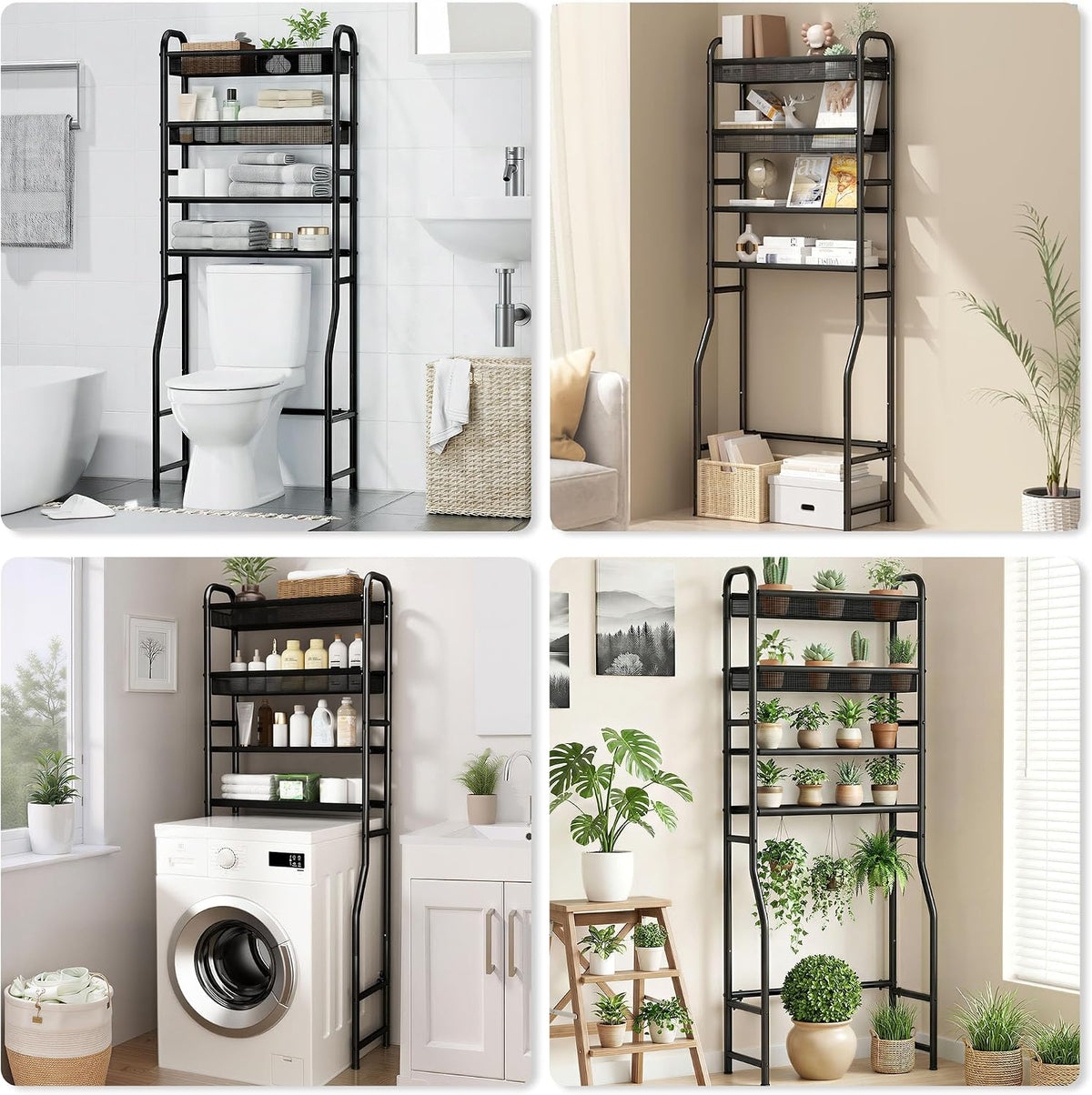 4-Tier Over The Toilet Storage Shelf, Bathroom Over Toilet Organizer