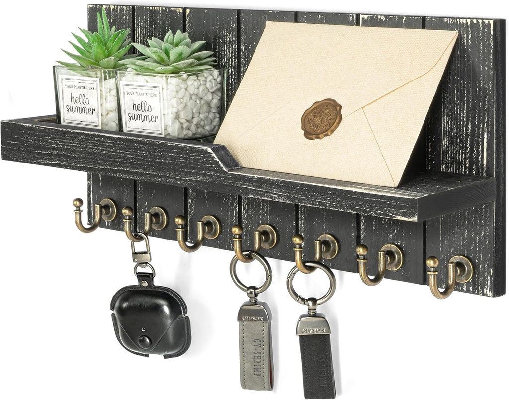 Rebee Vision Rustic Key Holder Wall Mount for Home Decor, Old Black