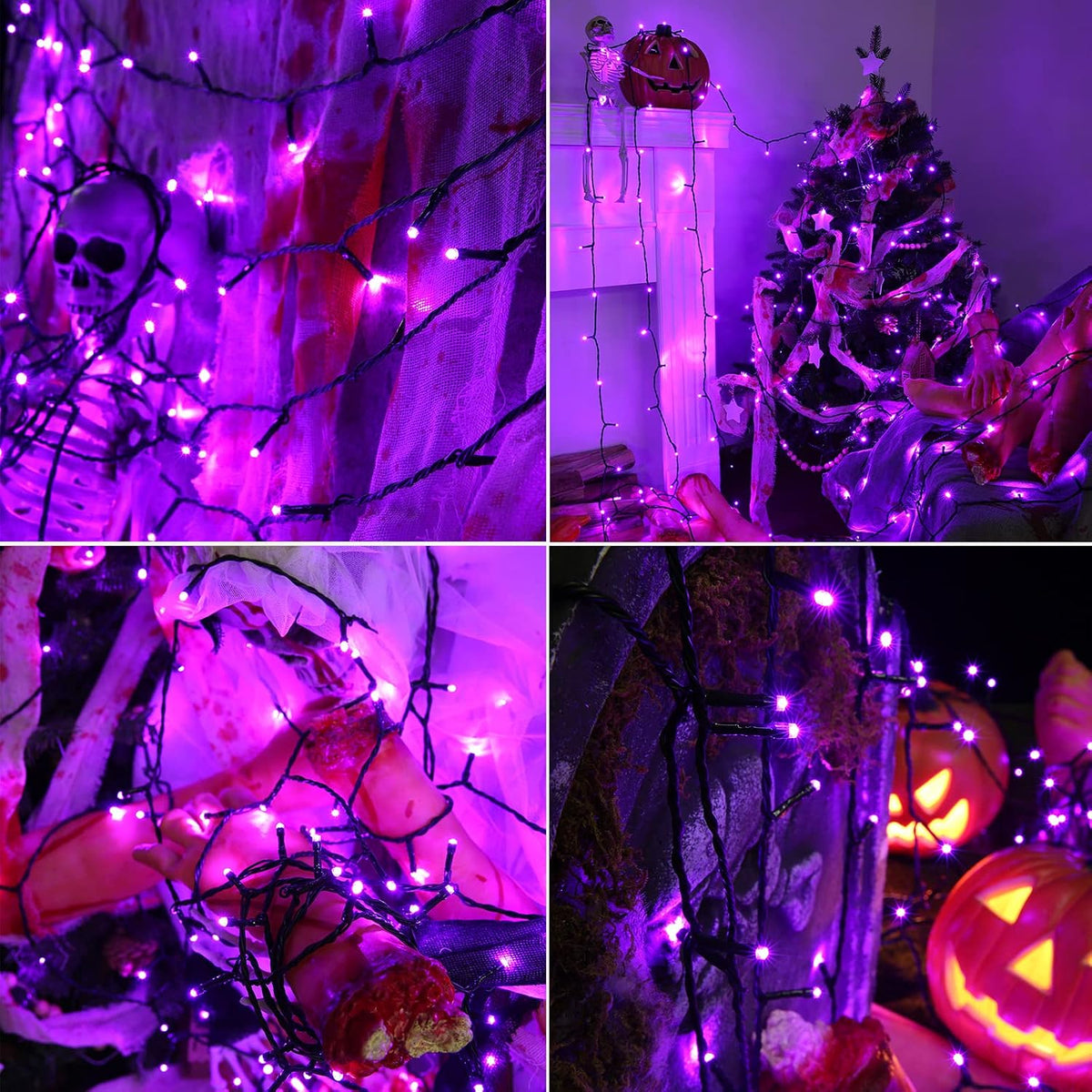 Purple Halloween Lights, 82ft 200 LED Halloween String Lights with 8 Modes