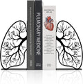 Black Metal Lung Flower Design Bookends, Biology Classroom Decor
