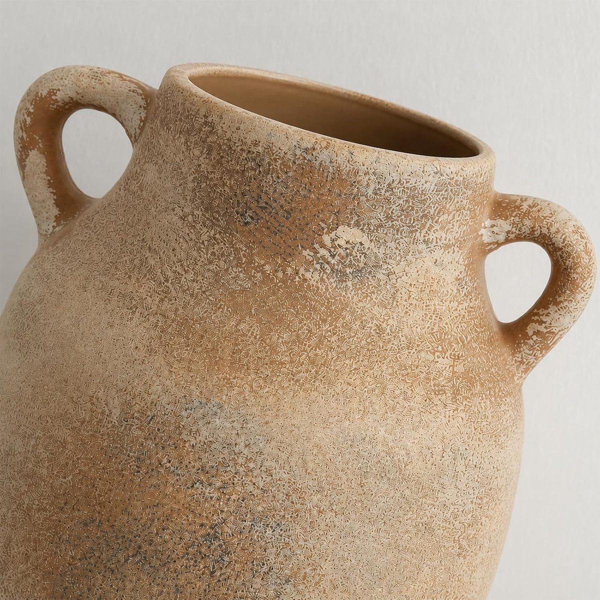 Deep Dream Ceramic Flower Vase with Handles, 8 Inch Small Ceramic Vase, Decorative Terracotta Vases, Farmhouse Rustic Pottery Vases for Home Decor, Shelf, Entryway, Living Room, Bedroom (Terracotta)