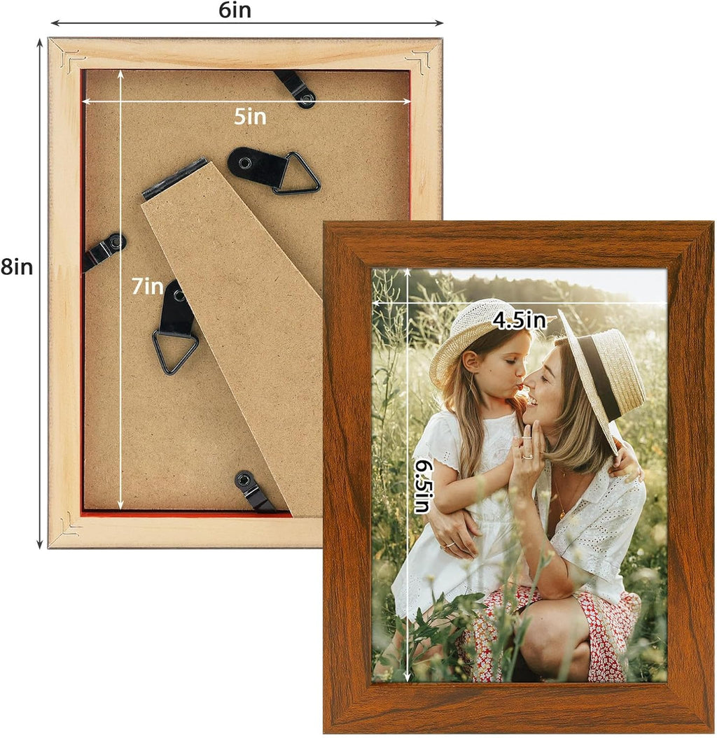 Golden State Art 5x7 Brown Picture Frame,Solid Wood&Real Glass,Fit 5x7