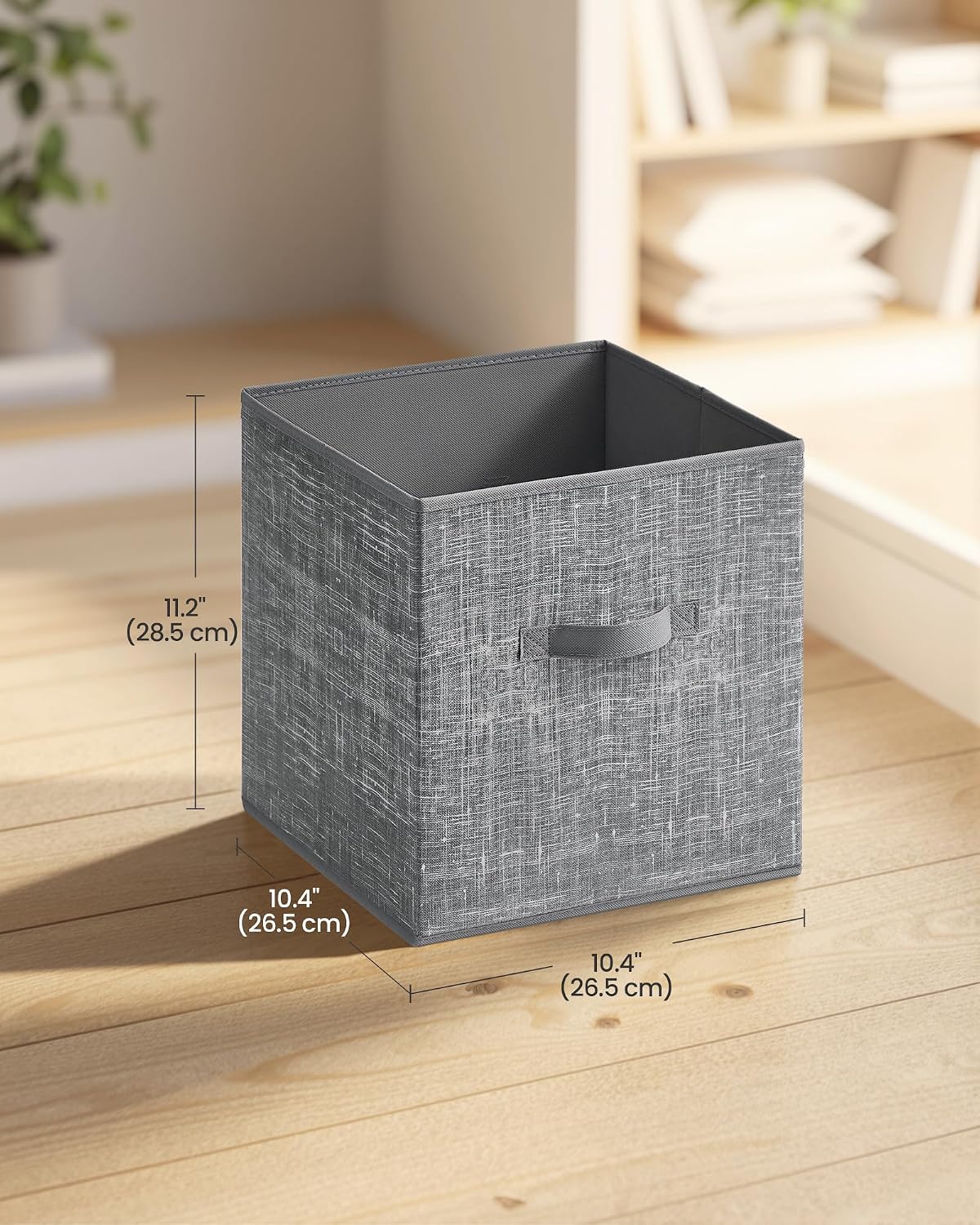 SONGMICS HOME Foldable Storage Cubes Set of 8, Fabric Shelf Organizer Bins with Handles, Closet Storage Boxes for Clothes, 10.4 x 10.4 x 11.2 Inches, Gray