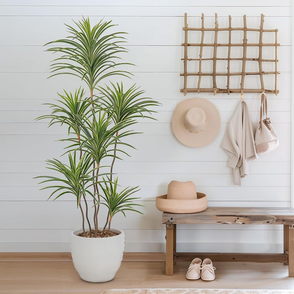 Yepdin Artificial Dracaena Plants Indoor, 5 ft Faux Tropical Floor Plants Indoor, Tall Fake Yucca Silk Tree in Pot, Artificial Trees for Home Office Decor Indoor Outdoor Housewarming Gift