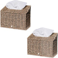 Set of 2 Seagrass Hand Towels Box Cover for Kleenex Disposable Paper Hand Towels, Handwoven Towel Holder, Wicker Tissue Box Cover for Bathroom, Bedroom, Office, Tabletop, Kitchen