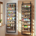 8 Tier Over The Door Pantry Organizer, Adjustable Basket, Brown