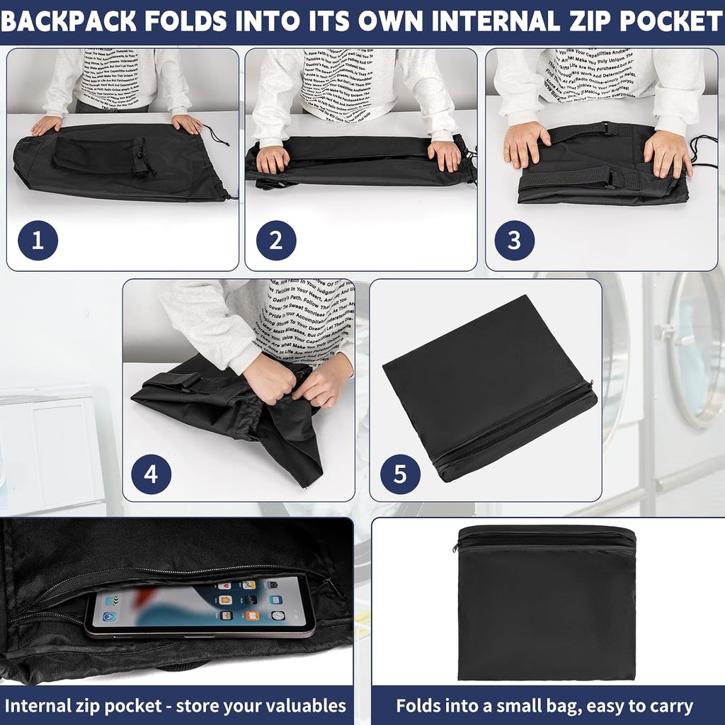 150L Laundry Bag Backpack with 3 Sizes Mesh Wash Bags and Shoulder Straps