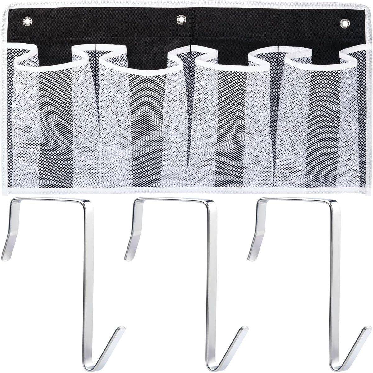 Pndeyo 1pc Bed Hanging Shoe Organizers with 3pcs Hooks, 22.44x11.61in,Black