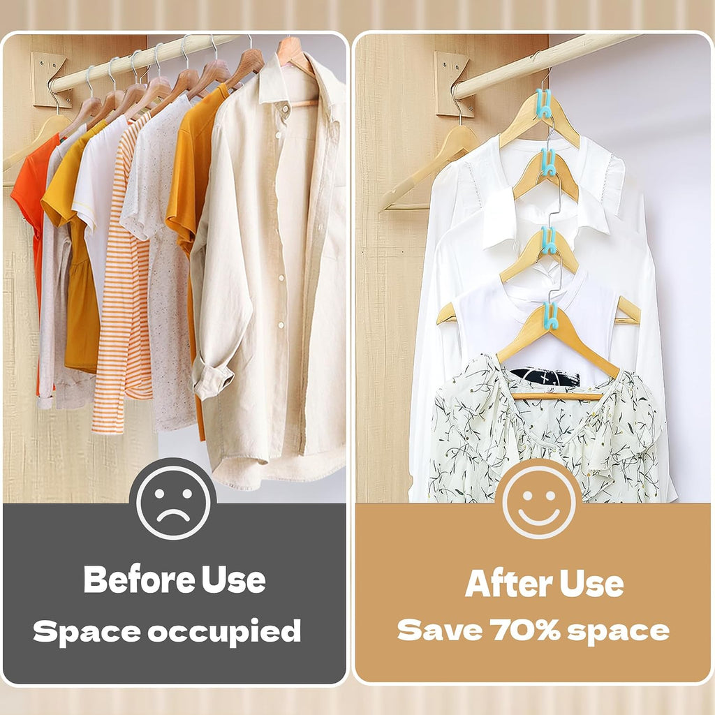 Mlici 60 Pack Space Saving Hanger Connector Hooks for Closet, Sky Blue