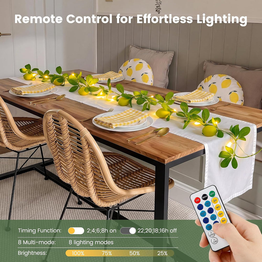 HEYFUNi 18 Led 6FT Lemon Garland Vine with Lights, USB & Battery Operated