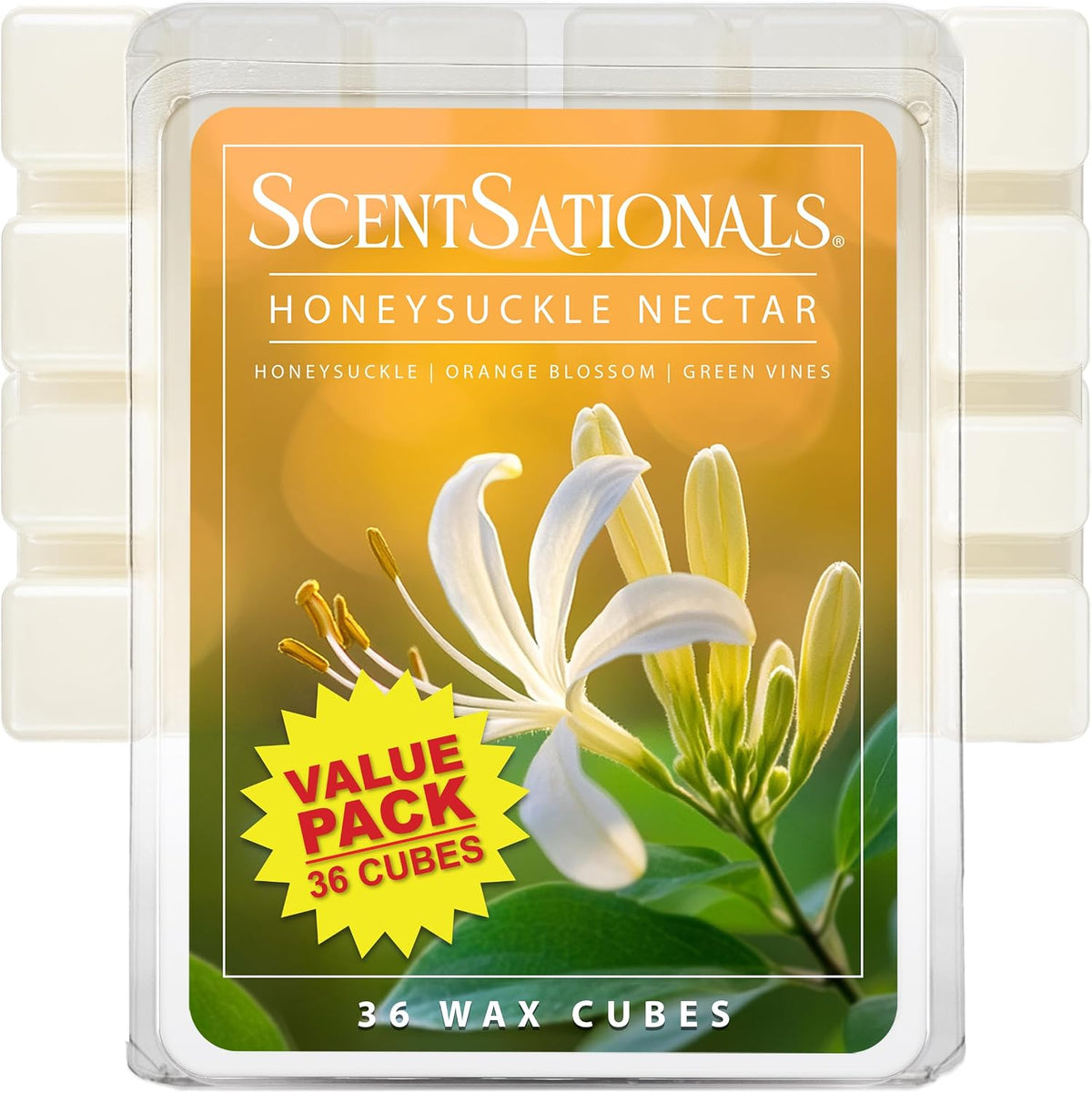 Scentsationals Honeysuckle Nectar Scented Wax Melts, 15oz (36 Cubes)