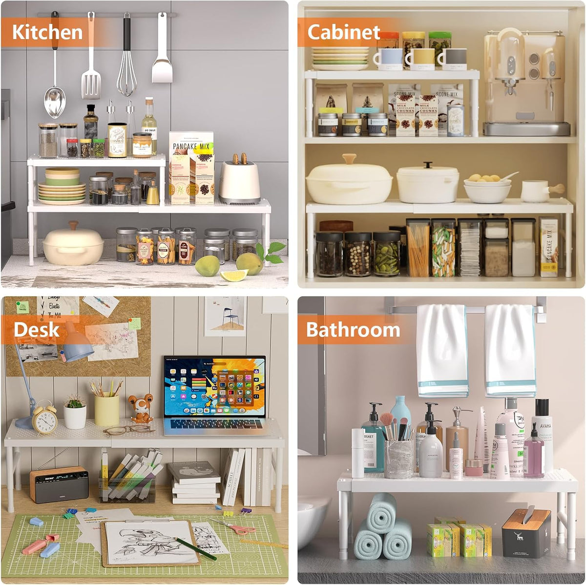 Kitchen cabinet organizer shelf,Spice Racks,Counter Shelf for Cabinets