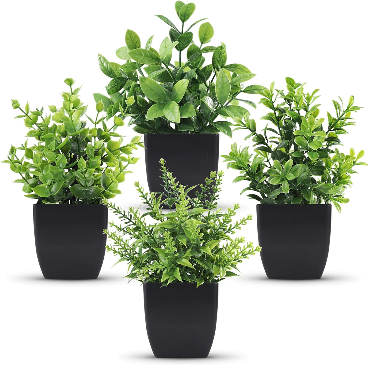 Der Rose 4 Pack Fake Plants Black Faux Plants Indoor for Farmhouse Decor