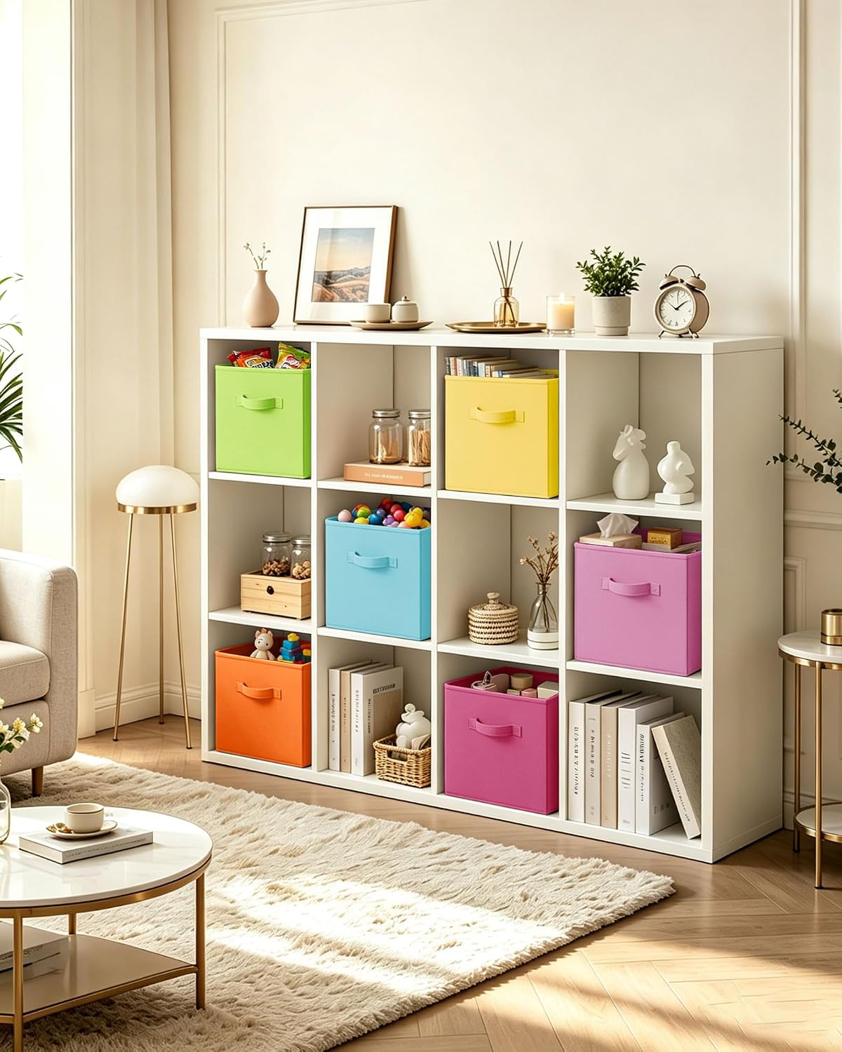 LHZ.K Cube Storage Bins, Foldable Fabric Storage Bins, 6Pcs, Rainbow