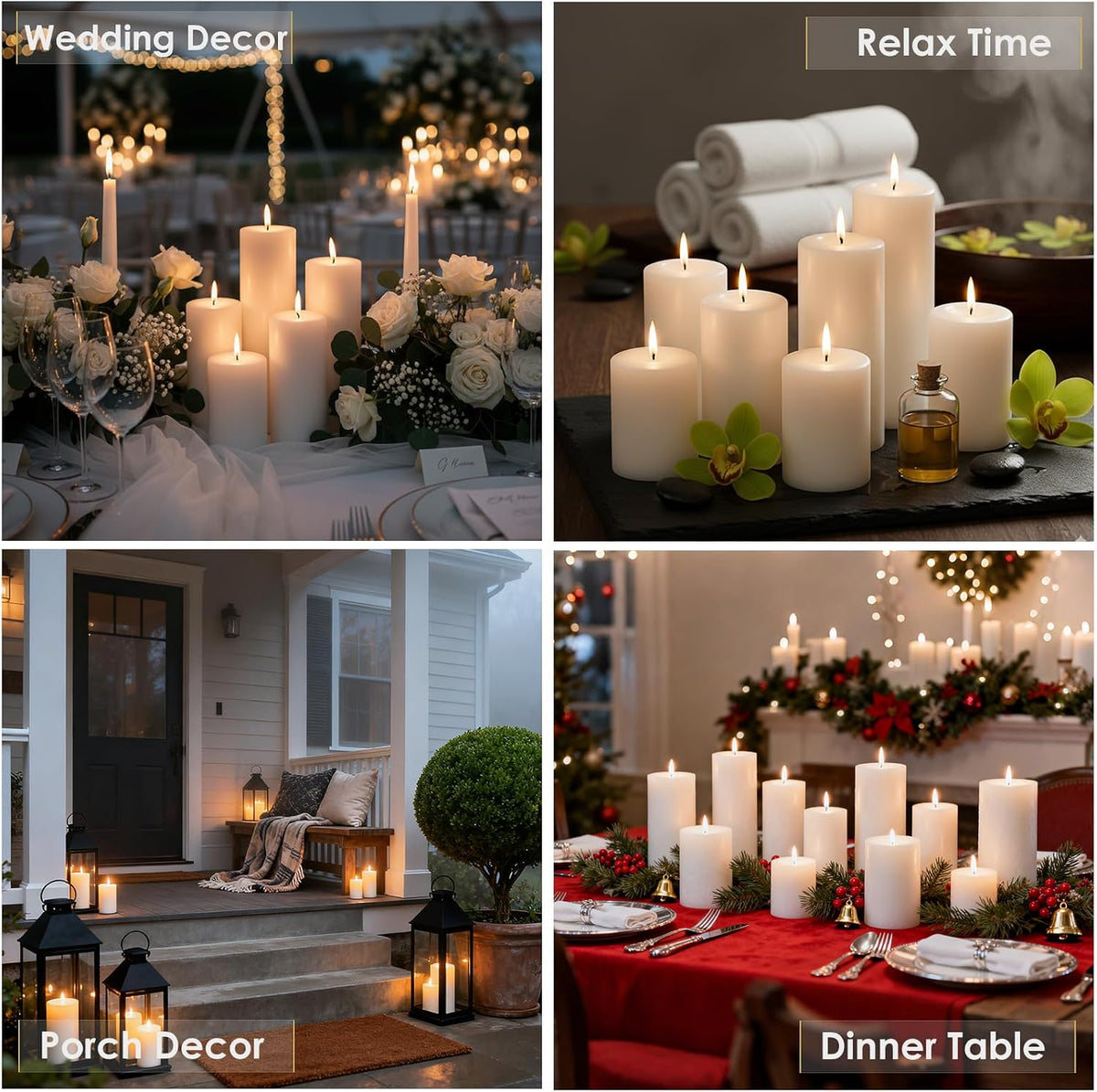 White Pillar Candles 12 Packs, Unscented Large Pillar Candle Bulk