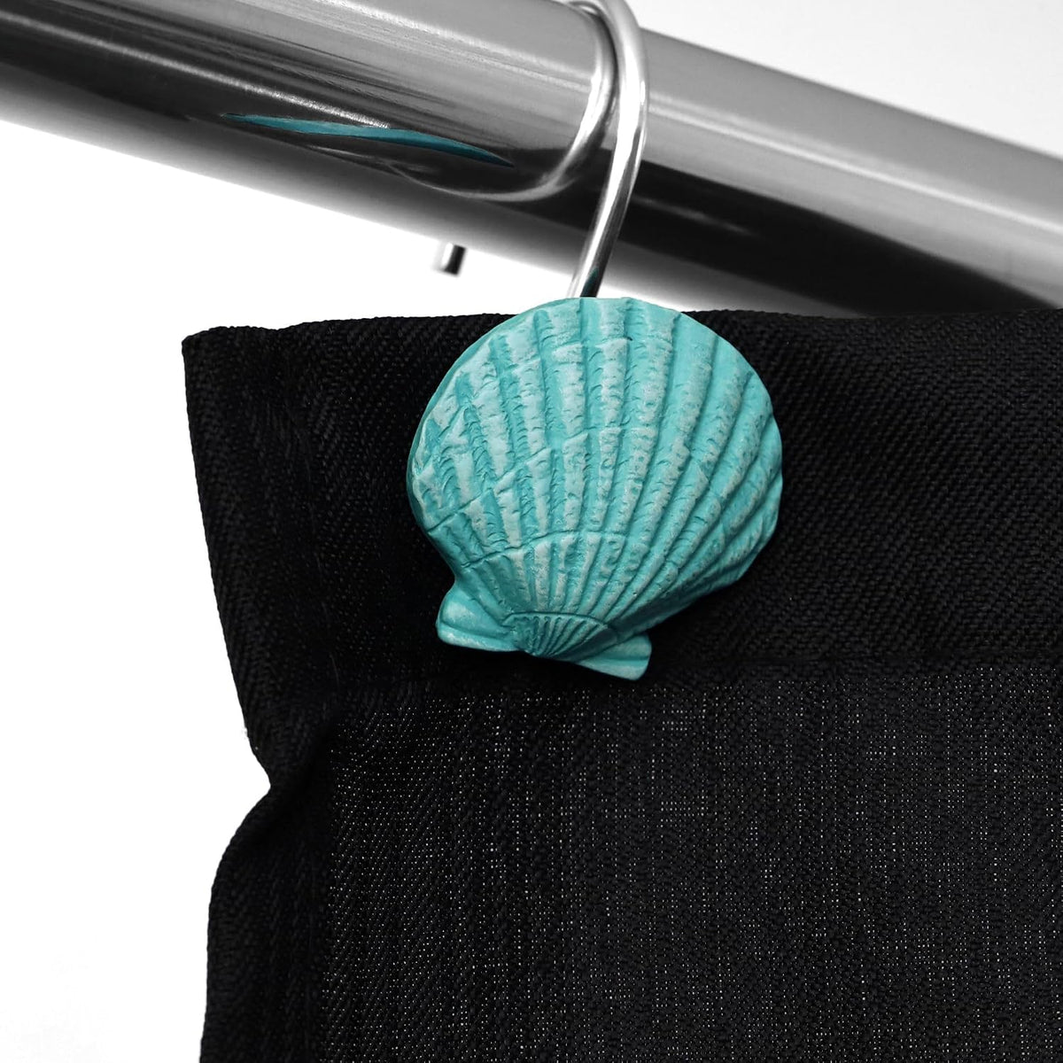 Seashell Sea Turtle Starfish Conch Decorative Shower Curtain Hooks, 12Pcs