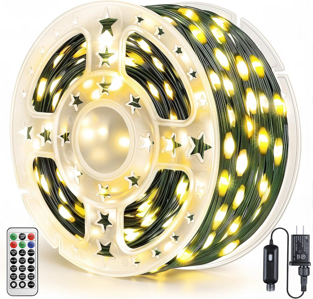 Outdoor Christmas Lights 500 LED 164FT, 13 Modes Warm White