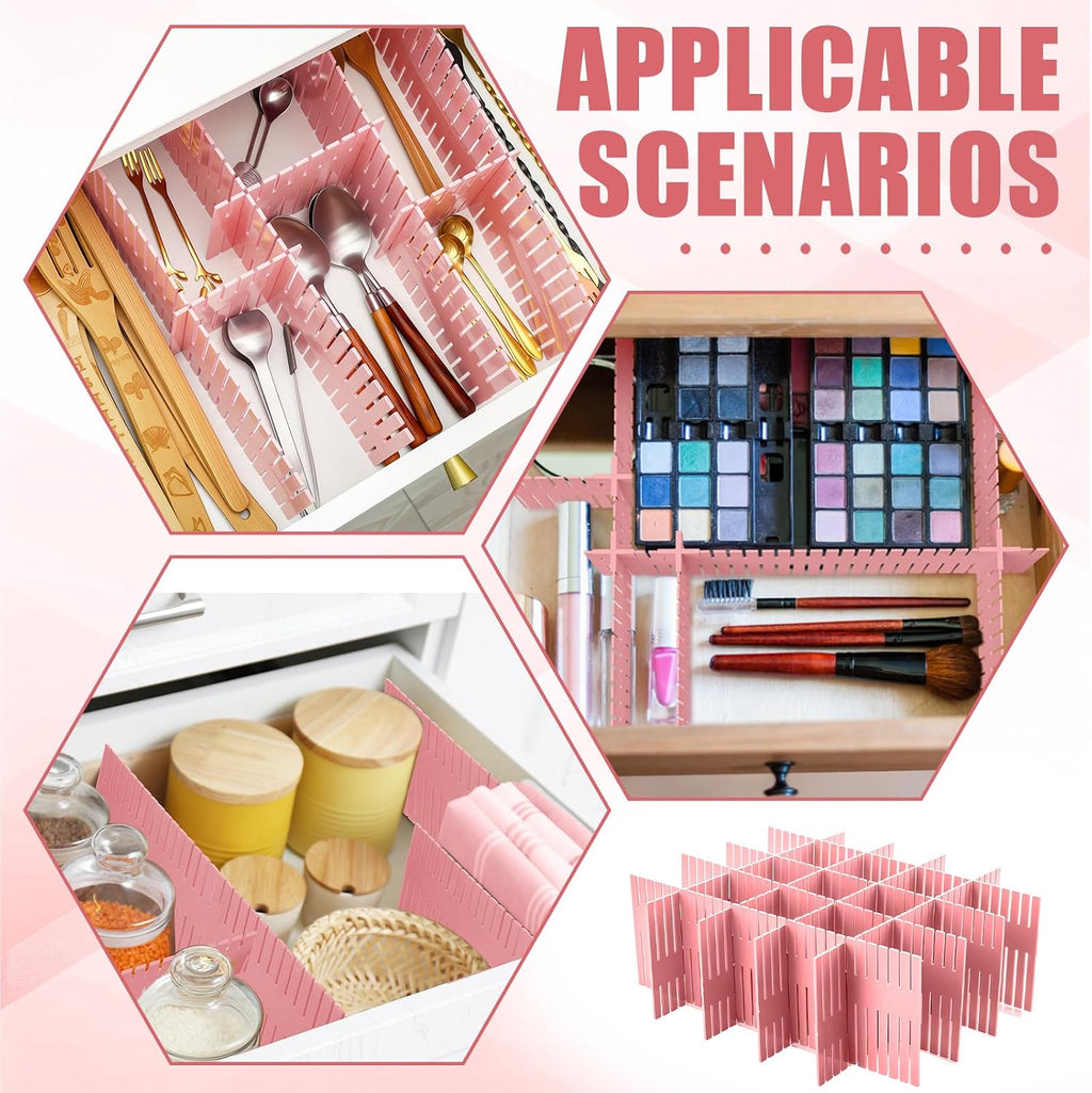 Blosssound 15 Pcs 5.12 Tall Drawer Divider, Adjustable Organizer, Pink