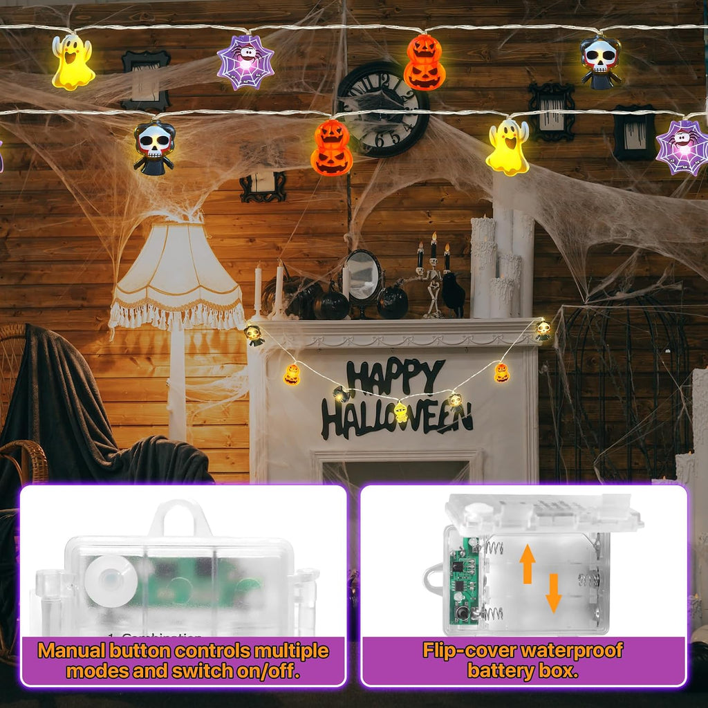 Halloween LED String Lights, 15Ft 30 LED, Battery Powered
