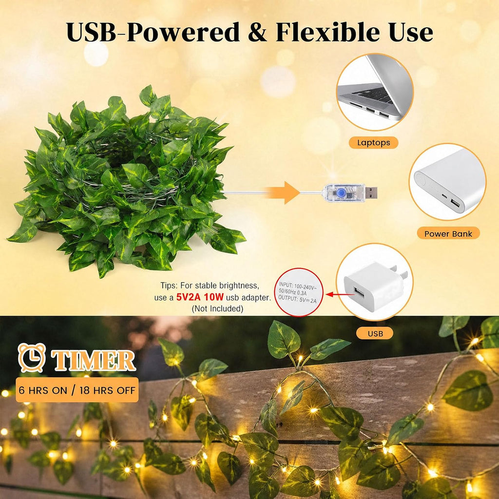 DomeStar 40 FT 120 LED Pothos Vines String Lights with Remote, Fairy Lights