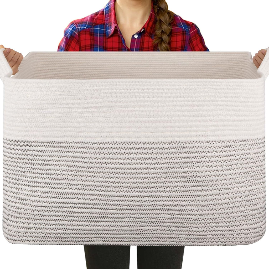 OIASKET 90L Extra Large Blanket Basket Living Room, 24"x16.9"x14.2"