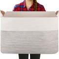 OIASKET 90L Extra Large Blanket Basket Living Room, 24"x16.9"x14.2"