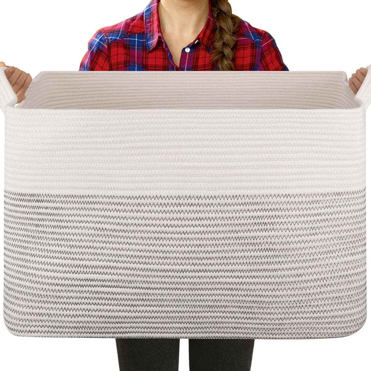 OIASKET 90L Extra Large Blanket Basket Living Room, 24"x16.9"x14.2"