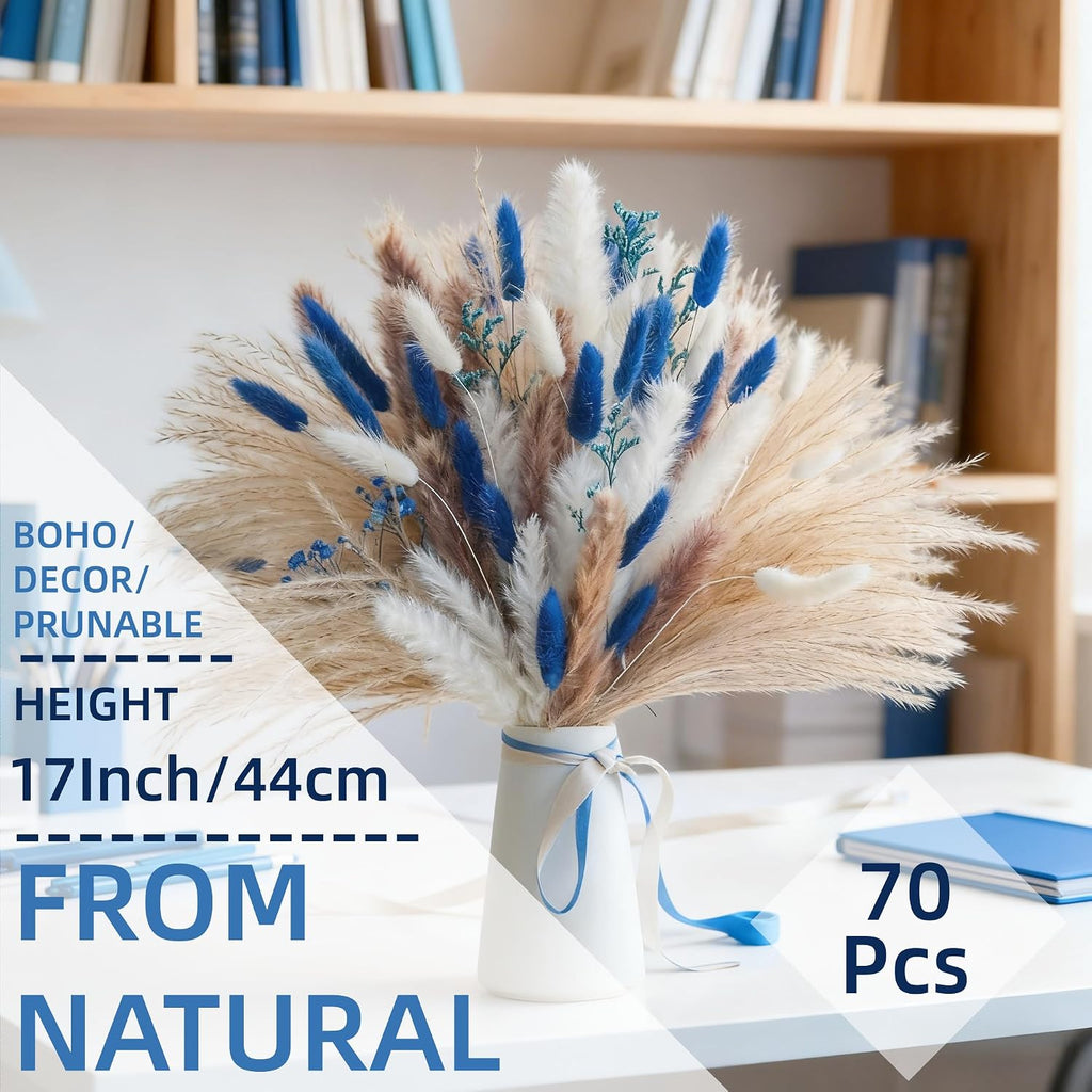 Natural Blue Pampas Grass Bulk Fluffy Dried Plants