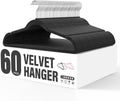 YSSOA Velvet Hangers 60 Pack, Non-Slip Clothes Hangers with Shoulder Notches, 360° Swivel Hooks, Heavy Duty Standard Hangers for Closet Space Saving, Black