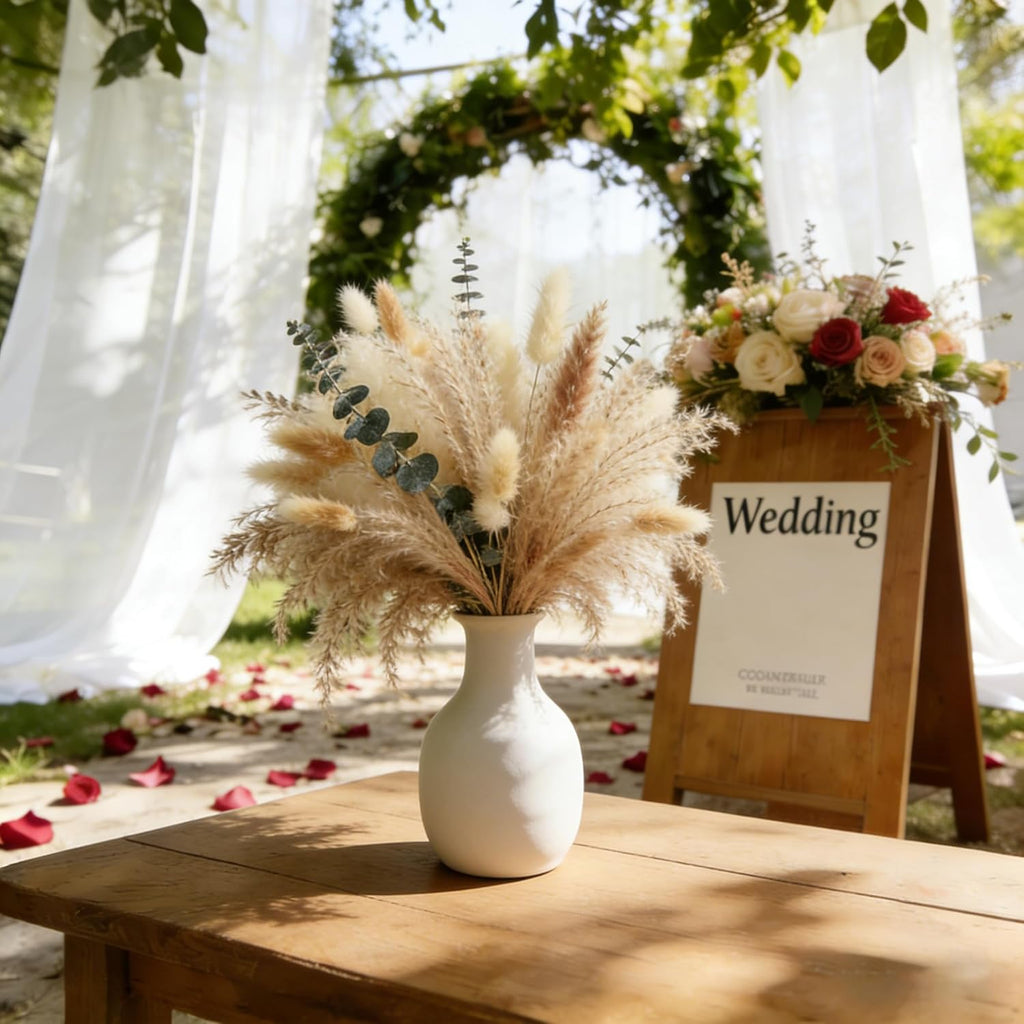 125Pcs Natural Dried Pampas Grass Decor 7 Types Dried Flowers