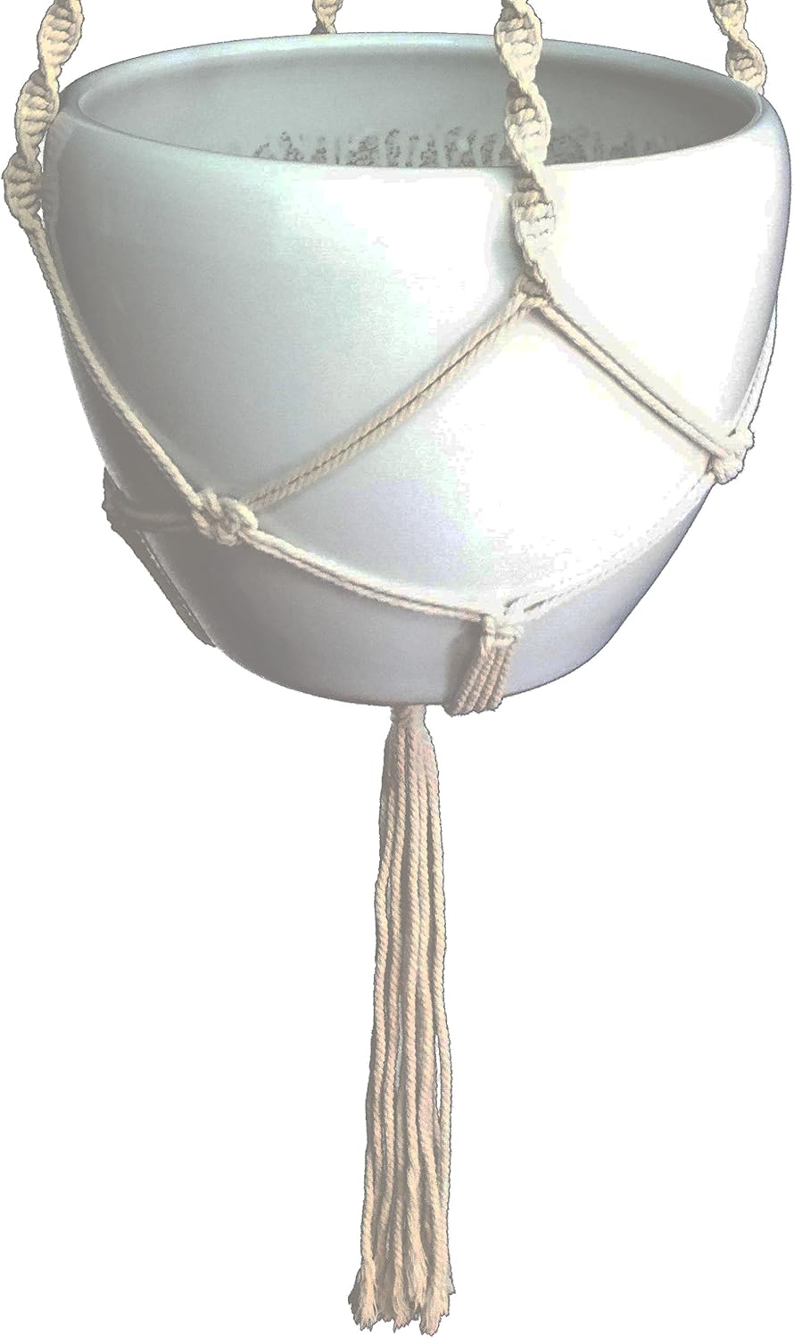 Macrame Plant Hanger Hanging Planter Indoor Outdoor Cotton & Jute 4 Legs 48 Inches,Fits Round & Square Pots 10 inches Without THE Pot (Cotton) (1, Beige)