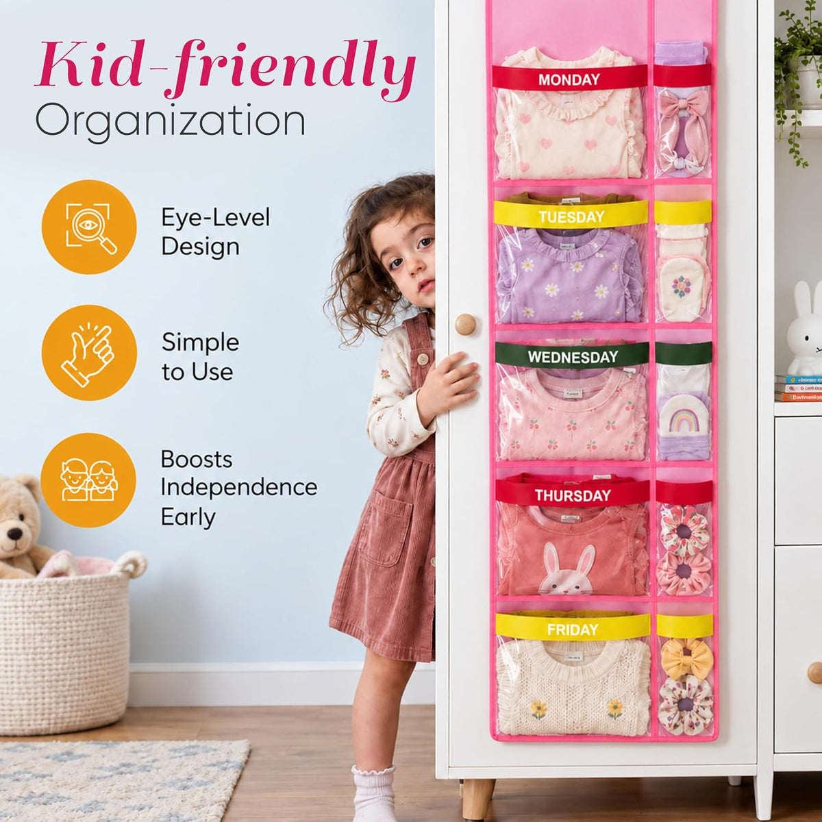 Handy Laundry Weekly Clothes Organizer for Kids, 10 Pocket 5-Shelf Closet