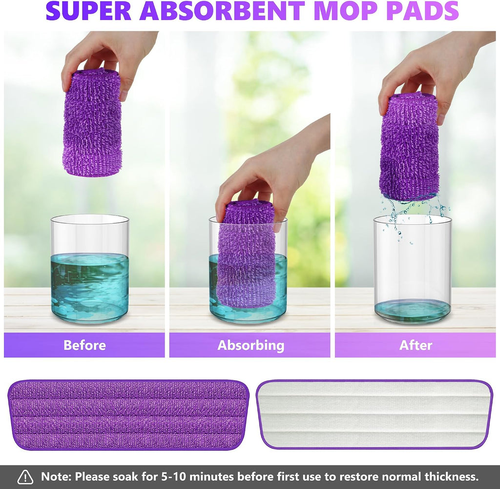 3 Pack Reusable Mop Pads Compatible with Swiffer PowerMop, Wood Floor Pads Microfiber Mop Replacement Refills Machine Washable for All Floor Surfaces