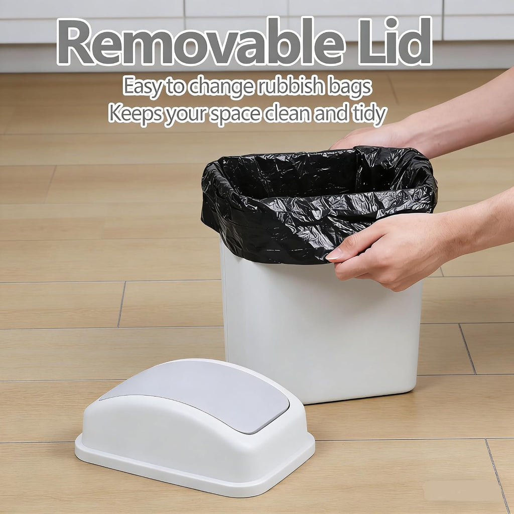 1.8 Gallon Small Swing Lid Waste Bin, Plastic Bathroom Trash Can