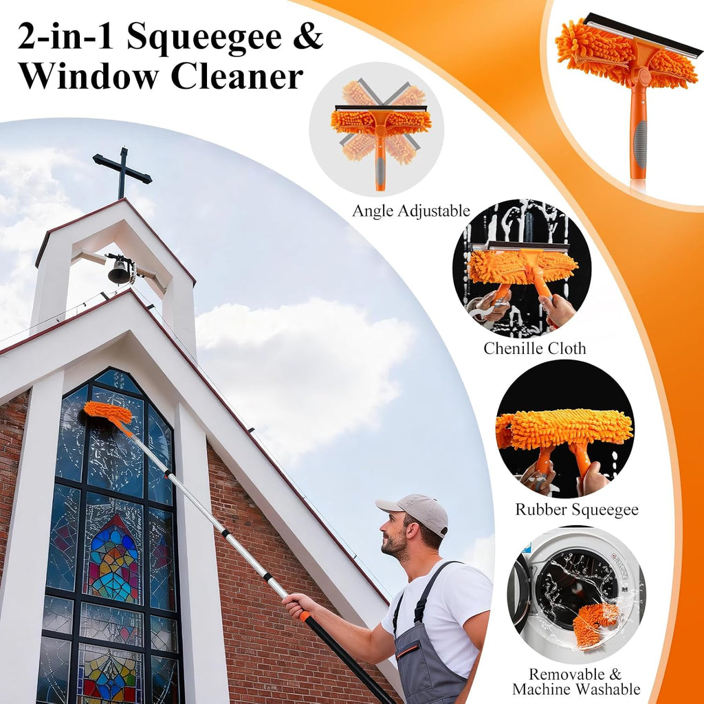 26ft High Reach Duster Kit with 5-20ft Extra Long Extension Pole