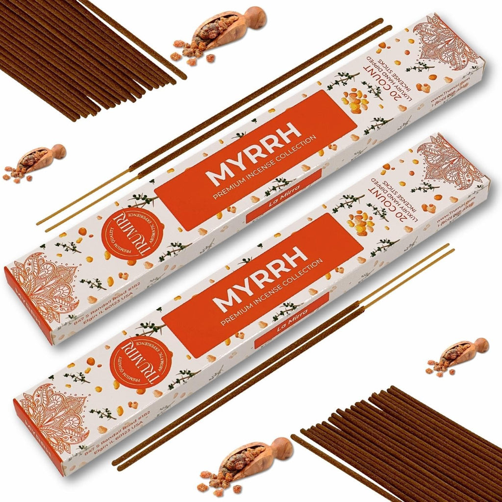 Myrrh Incense Sticks - Incienso de Mirra - Total 40 Insence-Sticks - Dual Pack of 20 Insense - Inciensos - Inscents - Natural Non Toxic Ingredients - Incents - Incence - Inscense