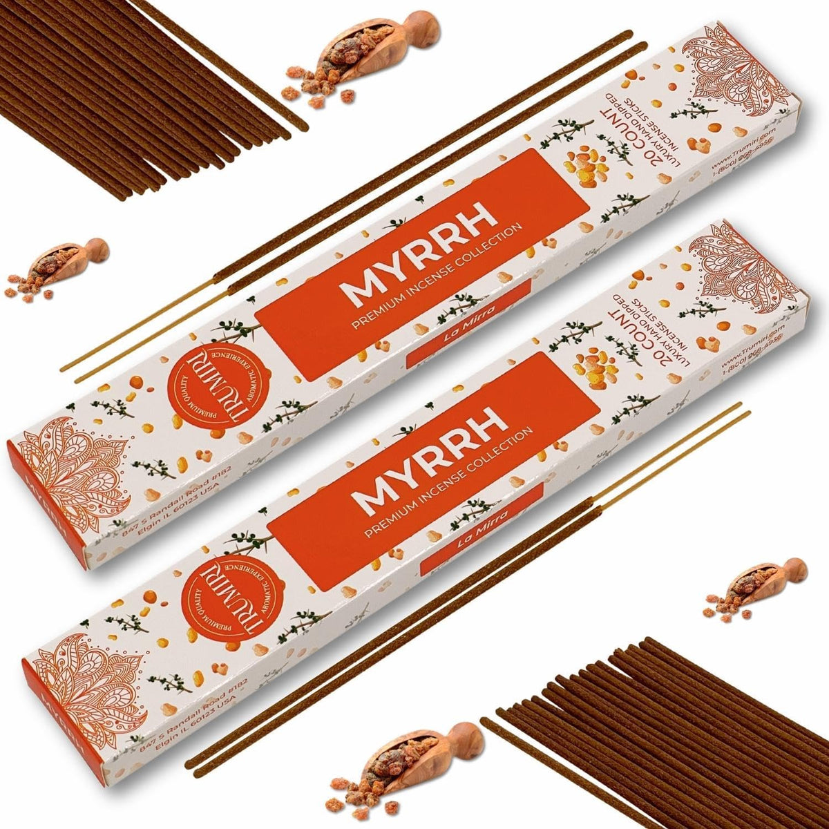 Myrrh Incense Sticks - Incienso de Mirra - Total 40 Insence-Sticks - Dual Pack of 20 Insense - Inciensos - Inscents - Natural Non Toxic Ingredients - Incents - Incence - Inscense