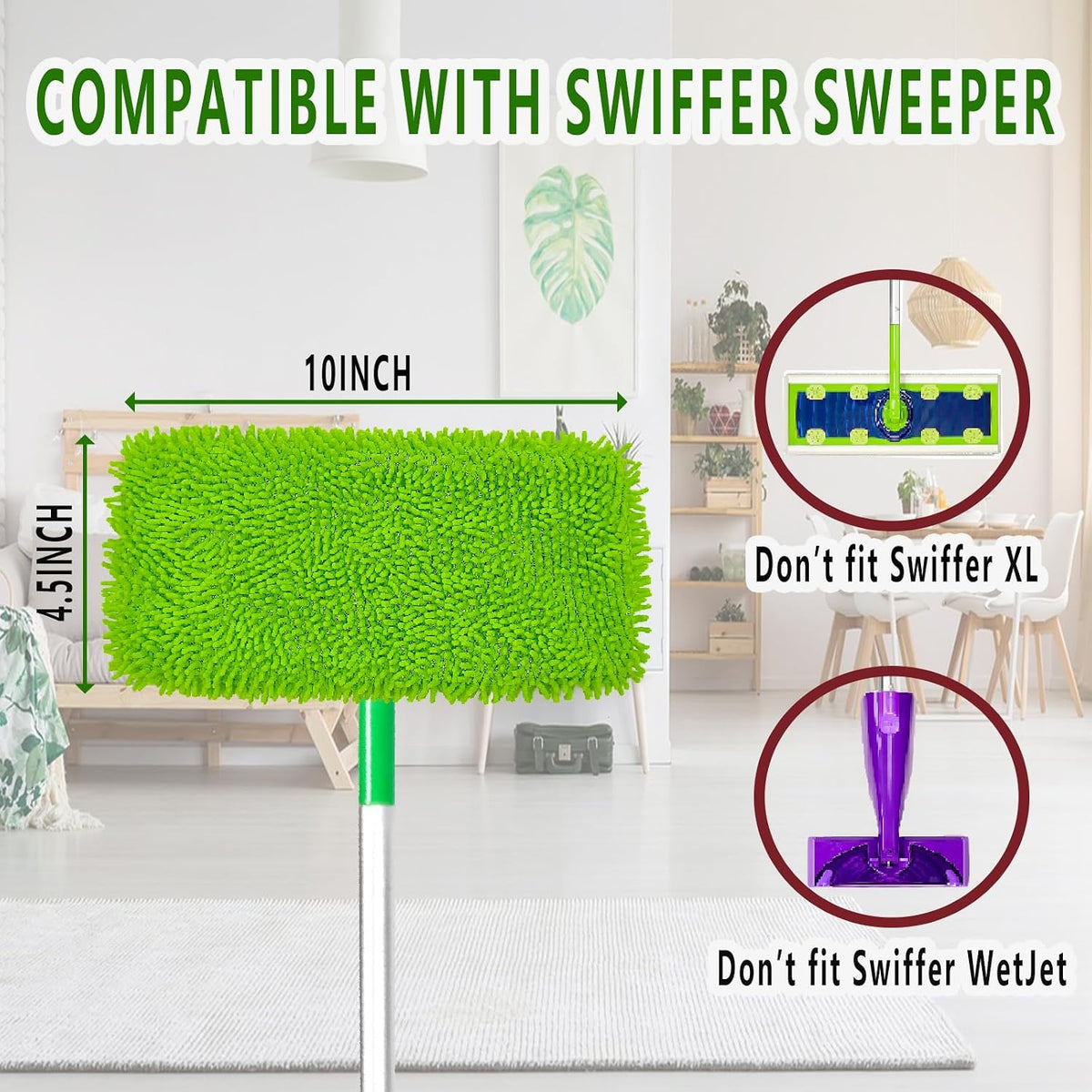 4PCS Reusable Microfiber Mop Pads for Swiffer Sweeper(Mop not Include)