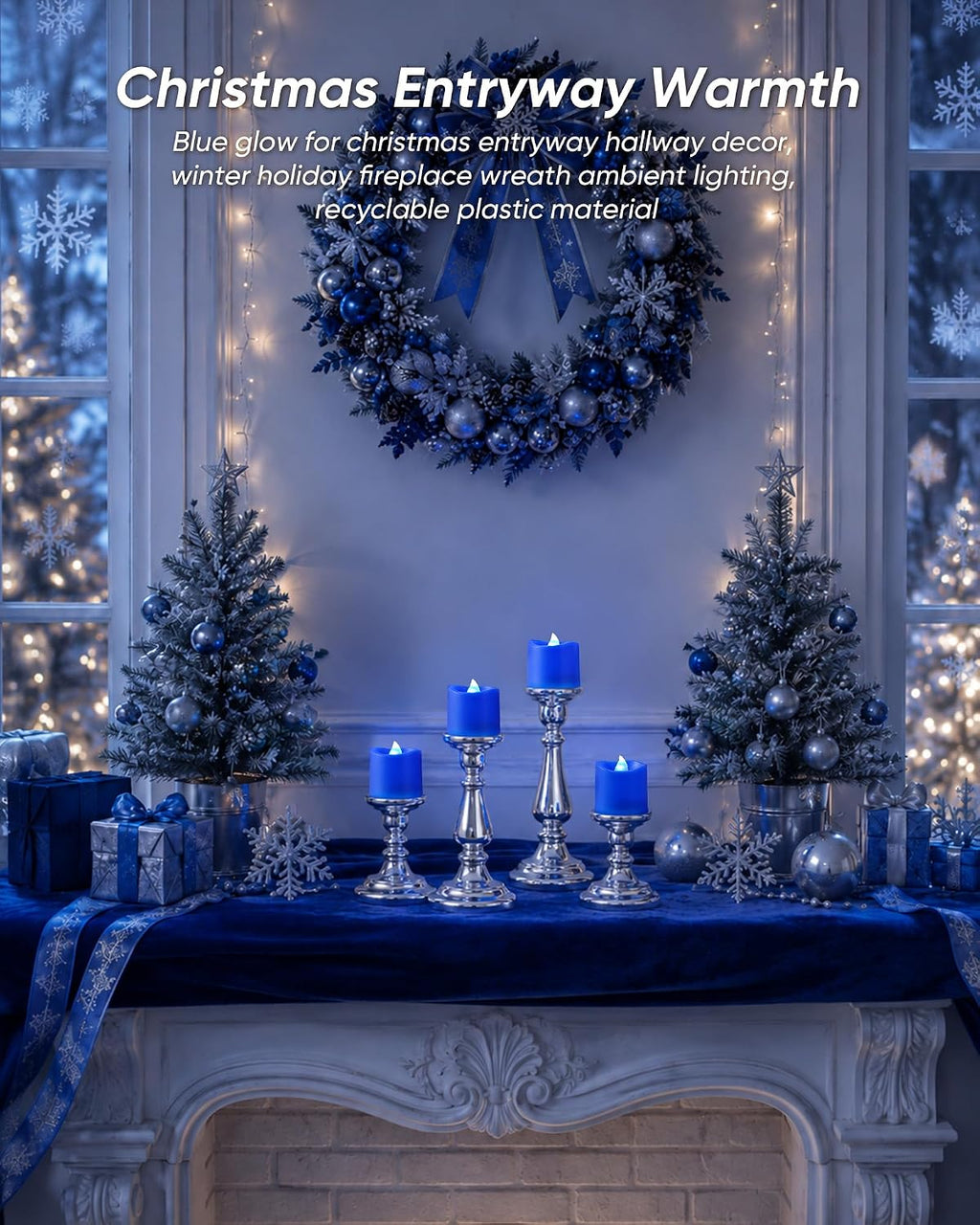 Homemory Blue Flameless LED Votive Tealight Candles & Timer Remote, 24Pack