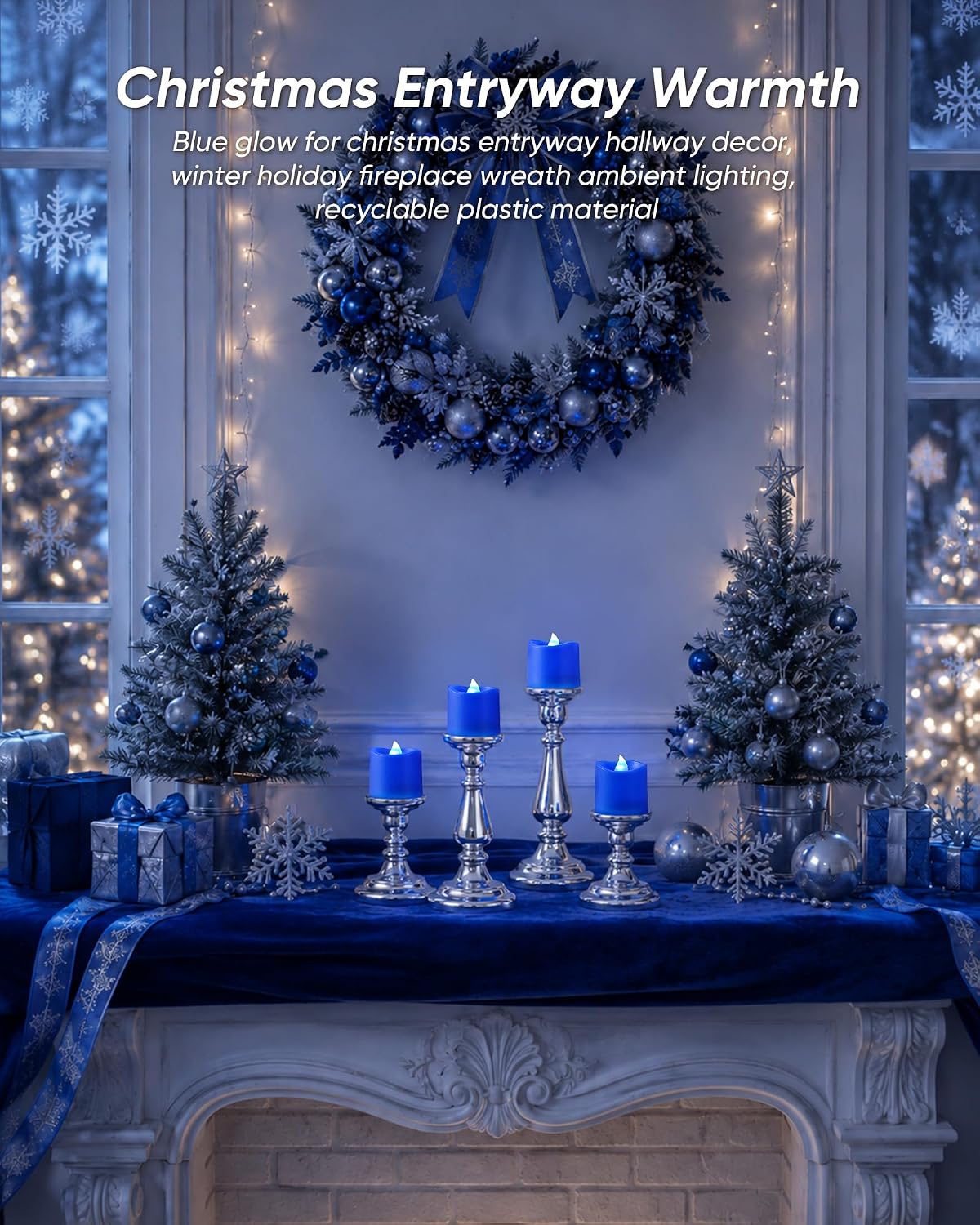 Homemory Blue Flameless LED Votive Tealight Candles & Timer Remote, 24Pack