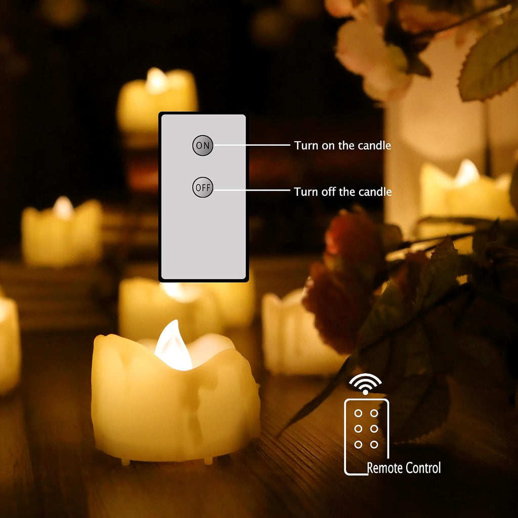 Battery Operated Flameless LED Tea Lights Tealight Candles w/Remote 12 PCS