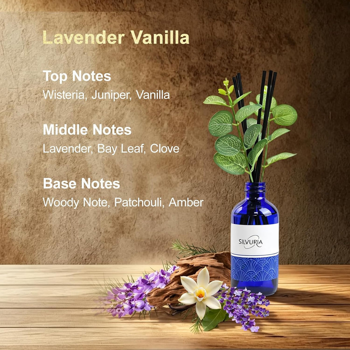 Reed Diffuser Set,Lavender Vanilla Scented Oil Diffuser,7.44fl.oz