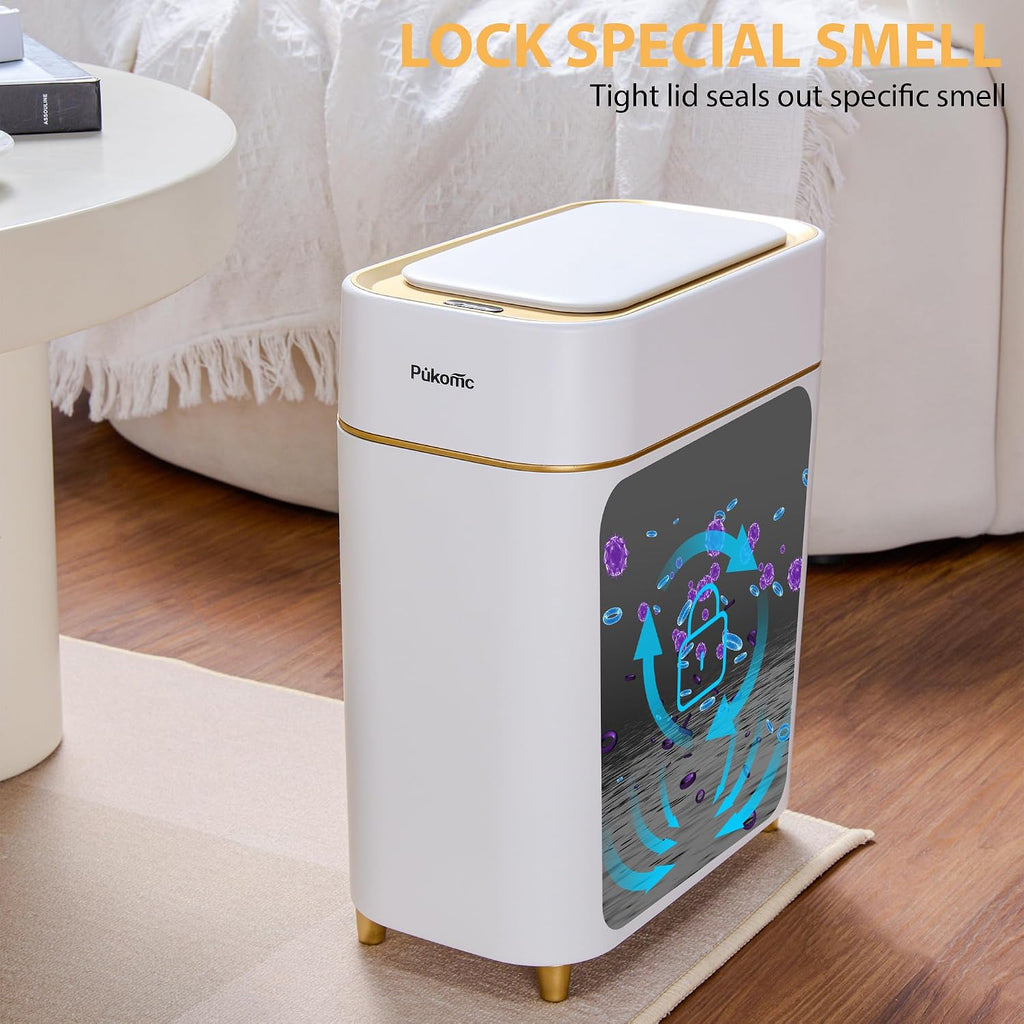 Pukomc Automatic Small Sensor Trash Can with Touchless Lid